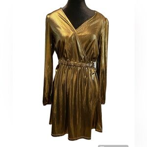 Michael Kors Gold Metallic Dress Size S